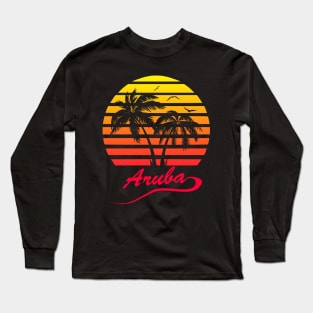 Aruba 80s Tropical Sunset Long Sleeve T-Shirt